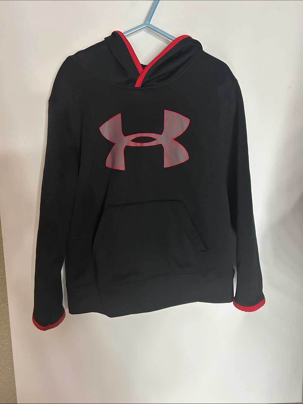 Under Armour Kids Black Hoodie with Red Logo & Trim size 5